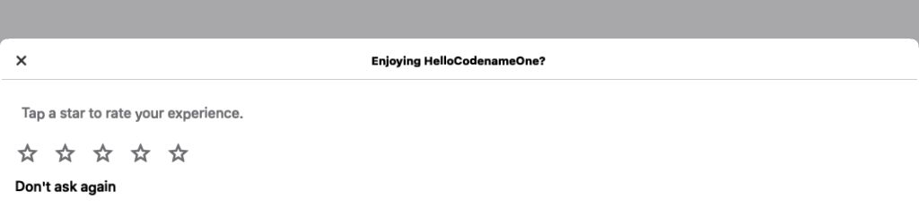The AppReview fallback rating widget showing five stars and a Don&rsquo;t ask again option