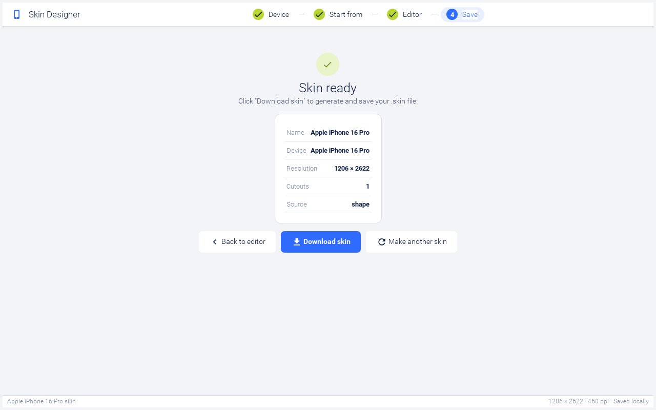 Done page showing the green check